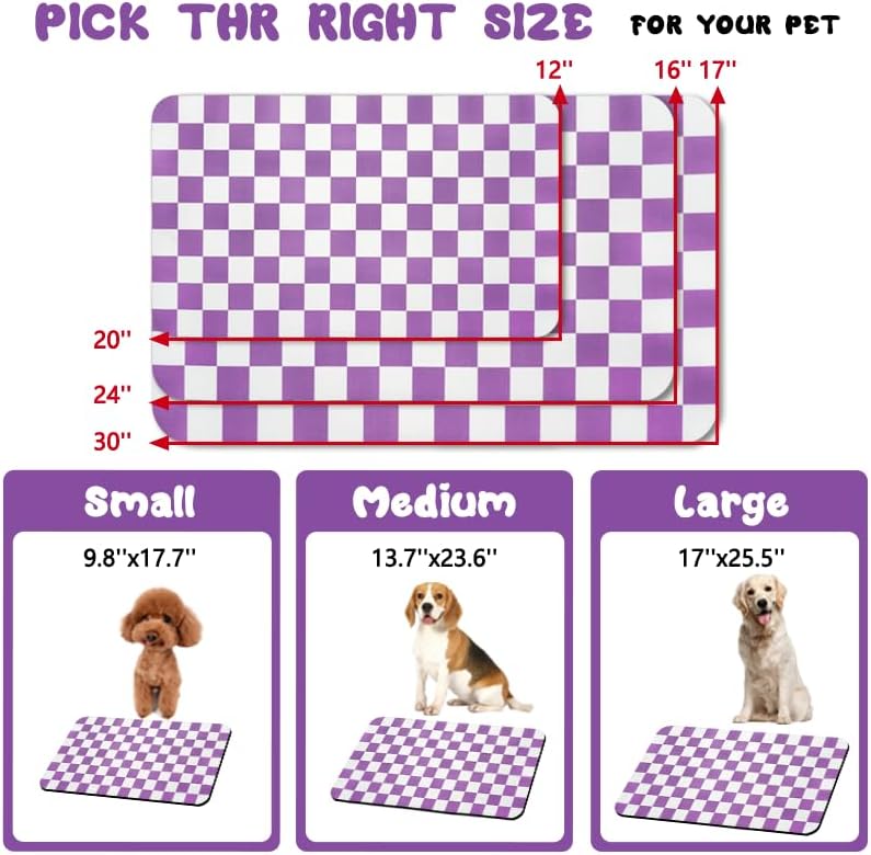 Dog Food Mats for Floors Waterproof - Plaid Purple / 24"L x 16"W - image 4