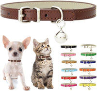 Purple XS Cat Collar with Bell - Brown / M for Neck 12"-14.5"
