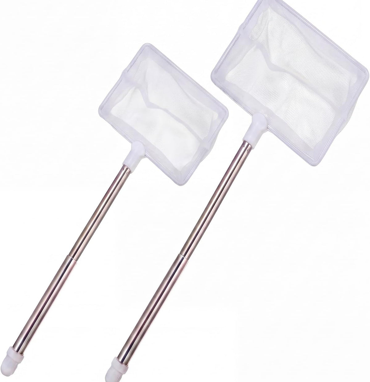 2 Pieces Fish Tank Net Aquarium Mesh Fishes Net Long Handle – Essentials for Fish - White