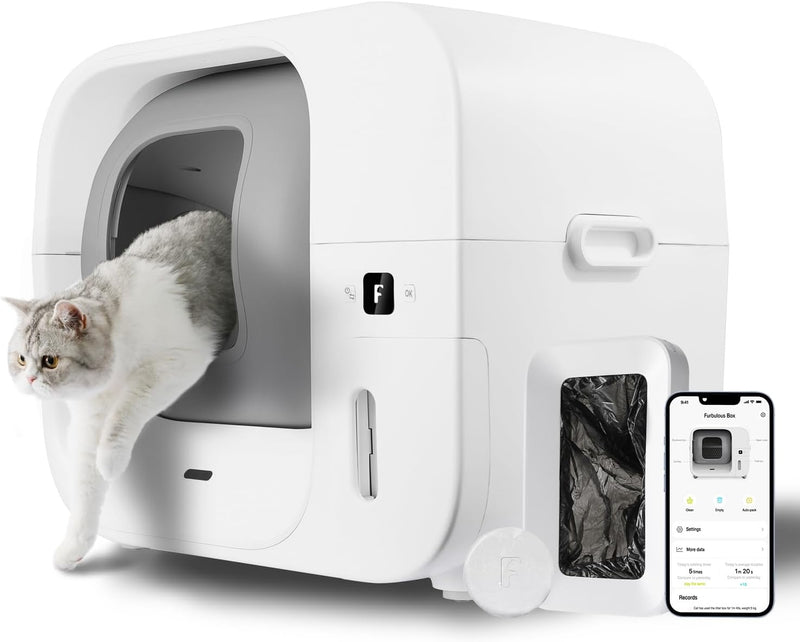 Furbulous True Odor-Free Self Cleaning and Self-Packing Cat Litter Box – Daily Care for Cats