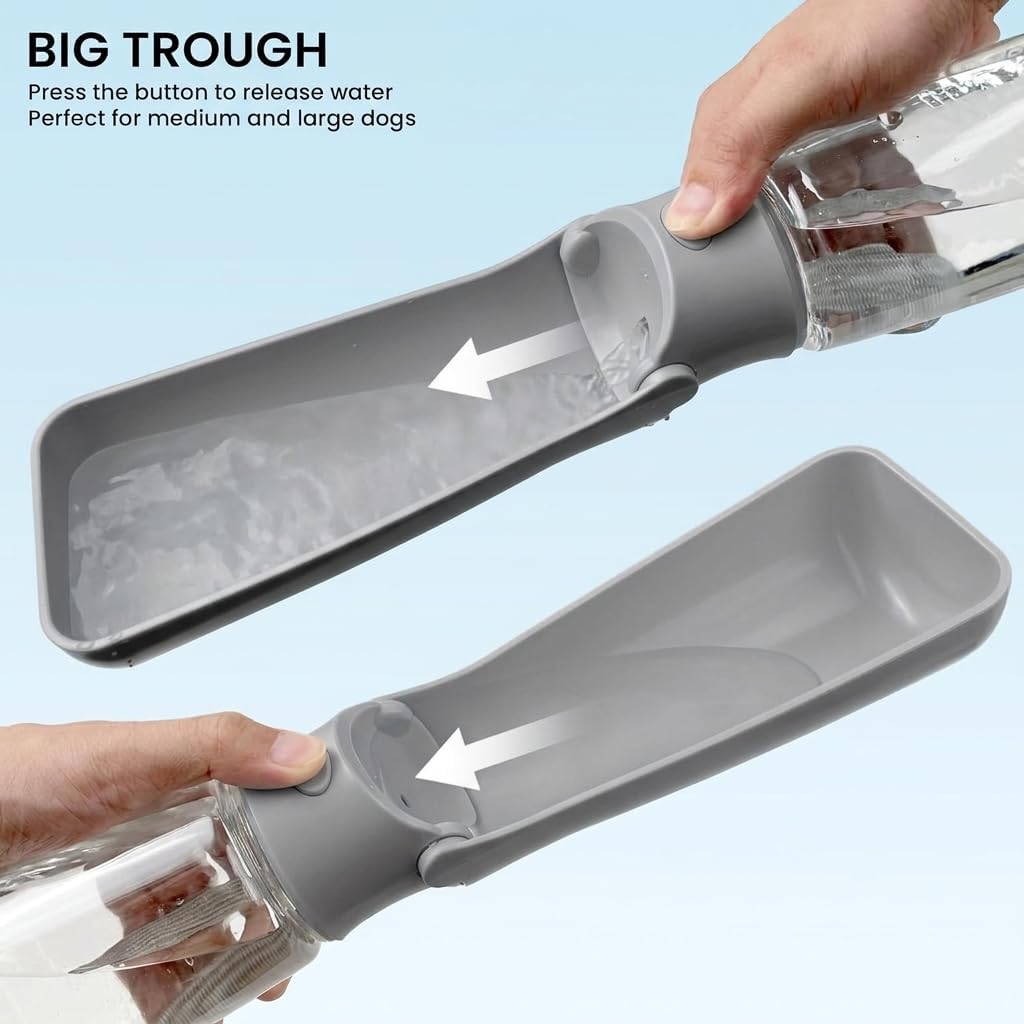 Portable Dog Water Bottle Dispenser [Leak Proof & Foldable] Dog - Grey / 19OZ - image 4