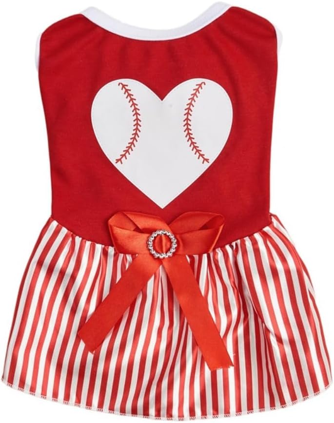 Tangpan Bow-KnotChristmas Pet Plaid Skirt Dog Santa Dress Puppy Party - Red Stripes / Small