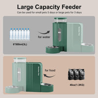 Gravity Automatic Cat Feeder, Water & Food Dispenser Set - Large (0.8 Gallon x 2) / Green - image 3