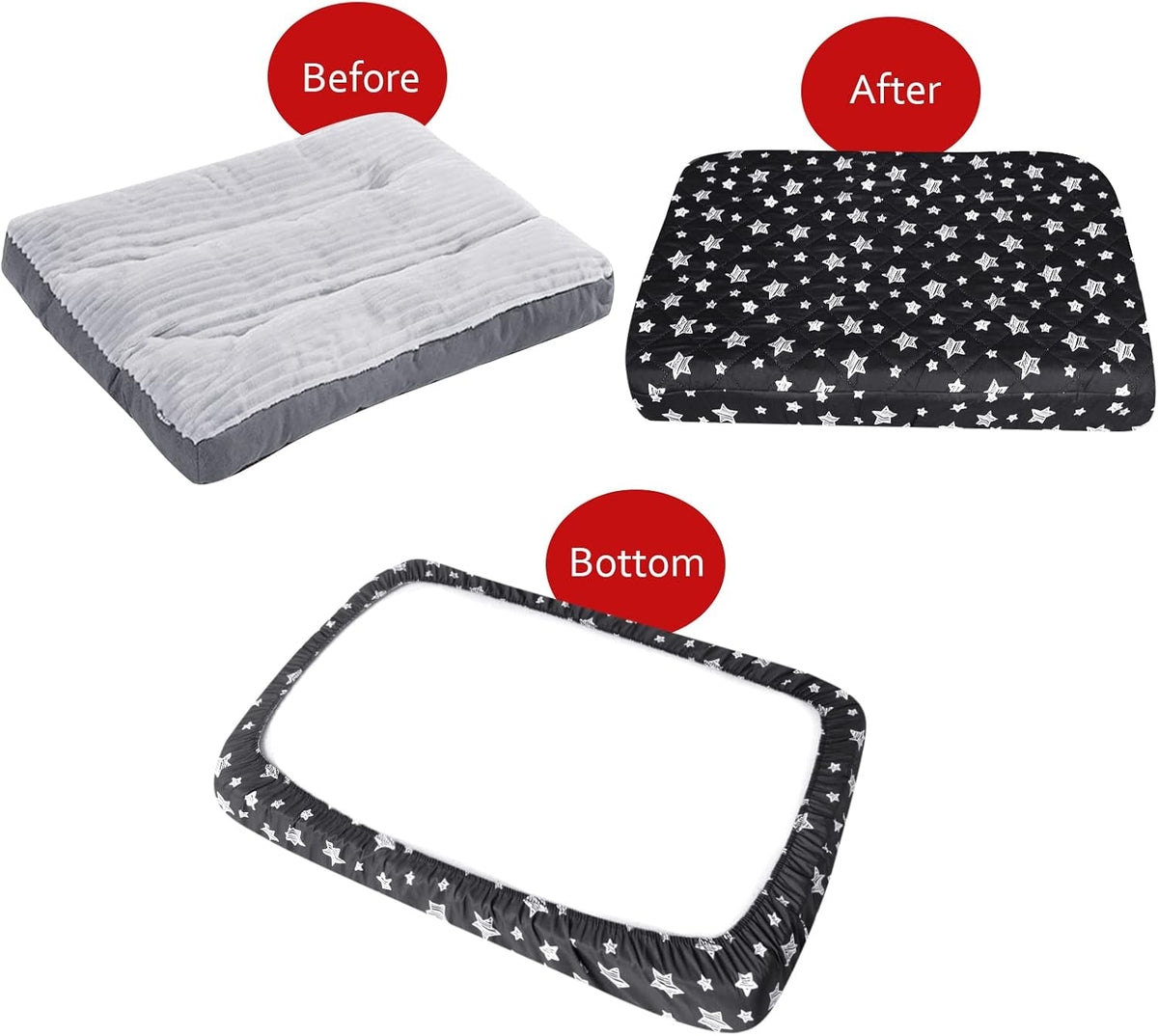 Waterproof Dog Bed Covers Replacement Lovely Grey Star Print - Black Star / 16 x 25 x 5 inch - image 4