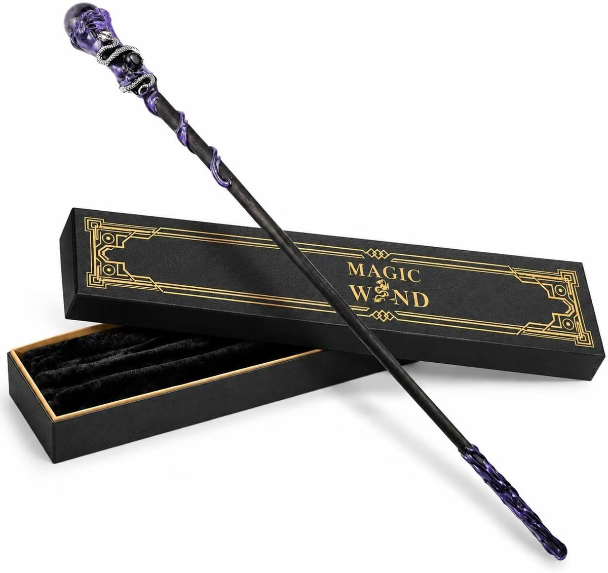 Bubbmi rhinestone witch magic wand in Snakepurple with solid wood body and metal accents - view 7