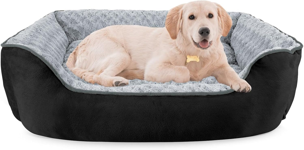 JOEJOY Rectangle Dog Bed for Large Medium Small Dogs - Black / L(30"x 24"x 9")