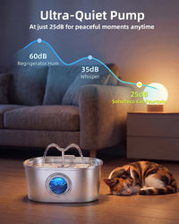 3.2L/108oz Stainless Steel Cat Water Fountain Pet Fountain – Essentials for Cats - Fountain+3 Filters +3 Sponges - image 3