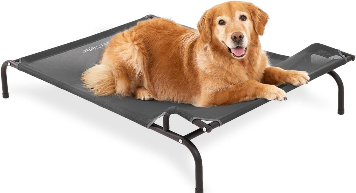 Sweetnight Elevated Dog Bed, Headrest Raised Cot for Large Dogs – Essentials for Dogs - Classic / Grey / XL