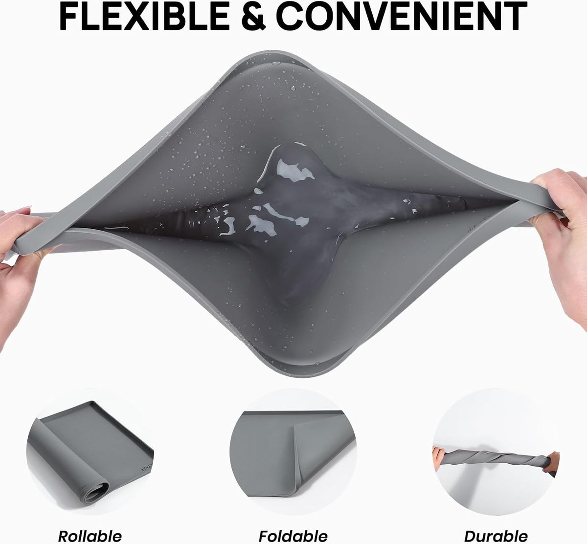 YINEYA 2 Pack Silicone Dog & Cat Food Mat Waterproof 18" x 12" - Gray-2Pack / 18" x 12" - image 3