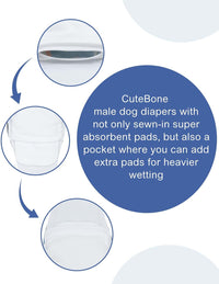 CuteBone Dog Diapers Male 4 Pack Puppy Wraps Reusable Doggie Belly - Little Riders / M(14"-17") - image 4