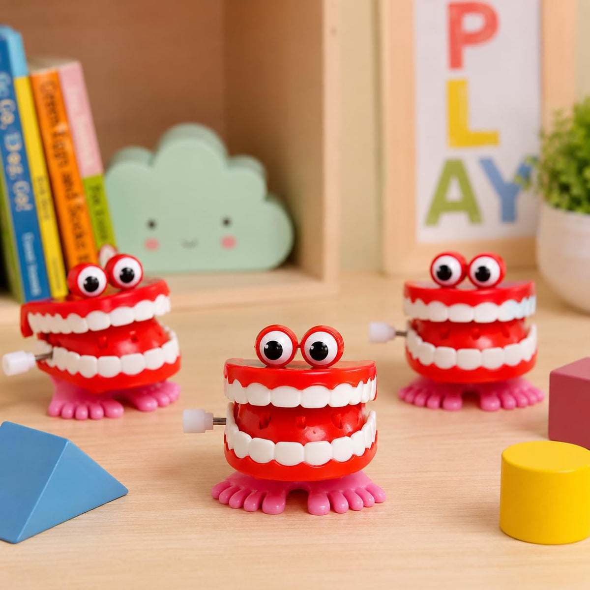 The Dreidel Company 2 pack of 1.75 inch wind up chattering teeth with googly eyes - view 9