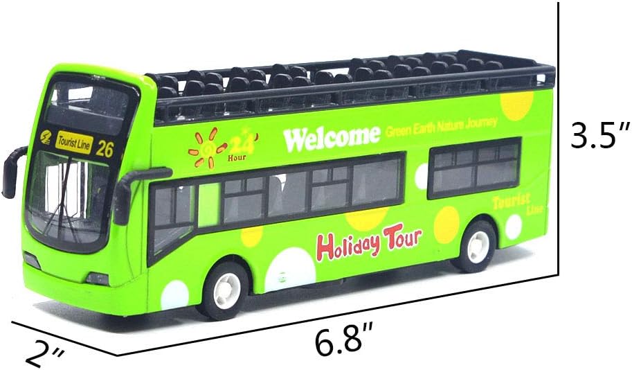 Ailejia red open top double decker sightseeing bus toy with alloy body - view 7