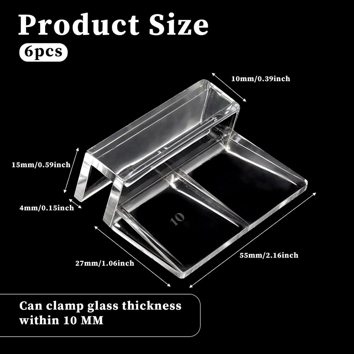 Sliverdew 6 PCS Aquarium Lid Clips, Plastic Fish Tank Cover - for 10mm thickness - image 2