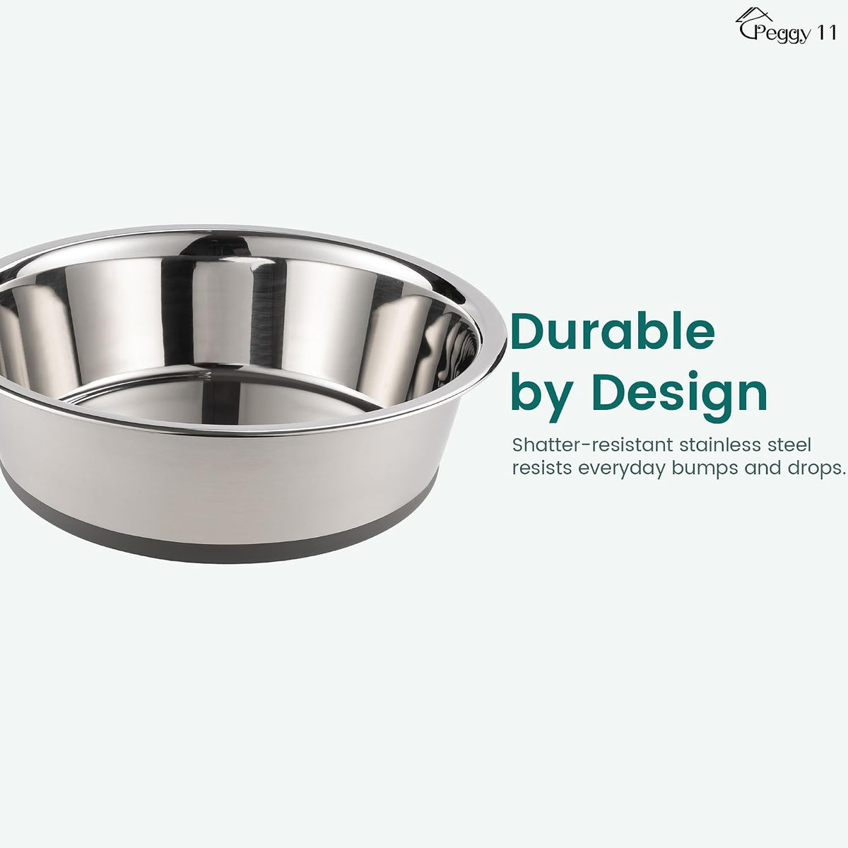 Nonslip Stainless Steel Dog Bowls, 3.8 US Cup Each - 11.4 Cup - image 3