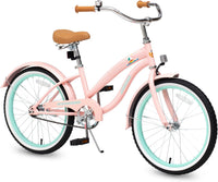 ACEGER girls beach cruiser bike with curved frame, submarine chain guard graphic, 16 to 24 inch sizes