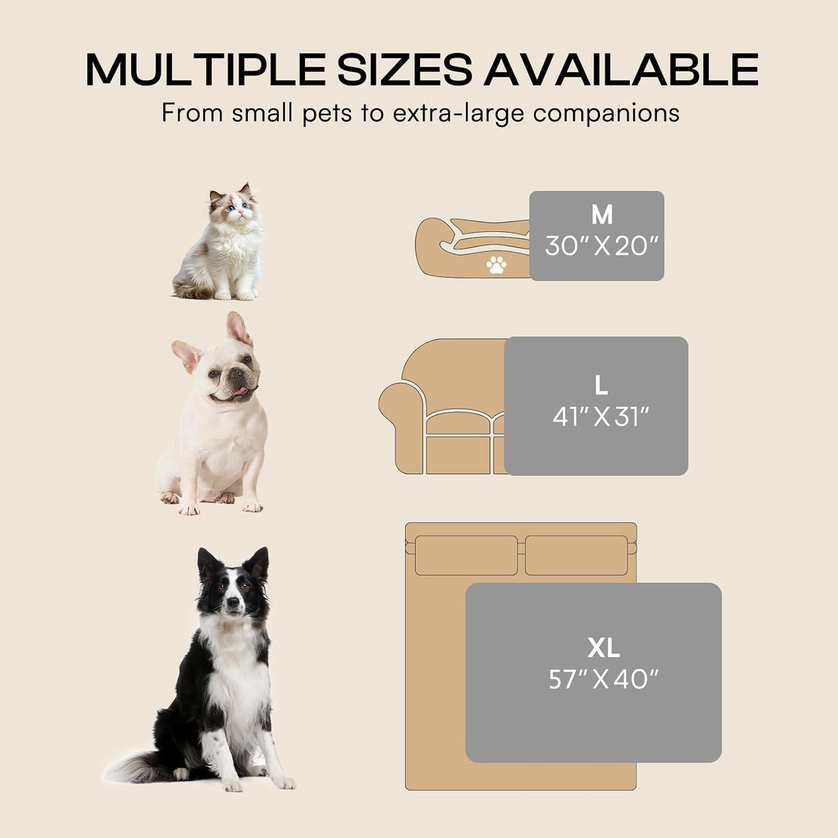 Luciphia Fluffy Paw Print Dog Blanket Large/Medium/Small - Grey Paw / 41x31 inches - image 2