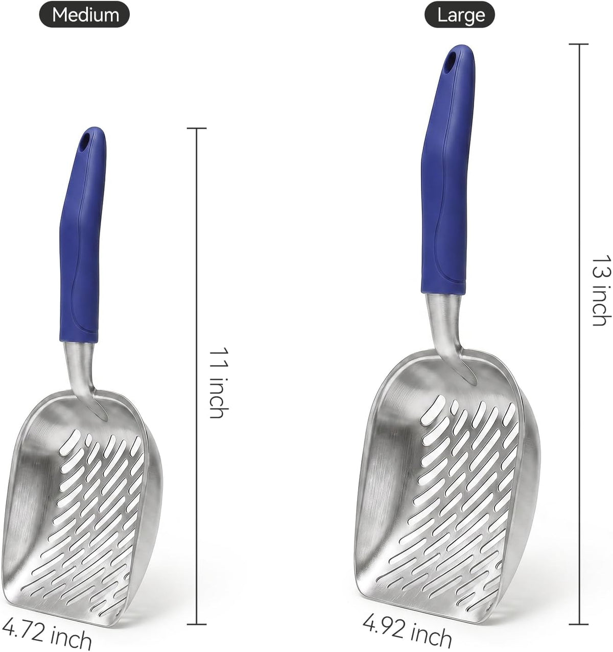 Cat Litter Scoop, Kitty Metal Scooper with Long Handle – Daily Care for Cats - Medium / Blue - image 3