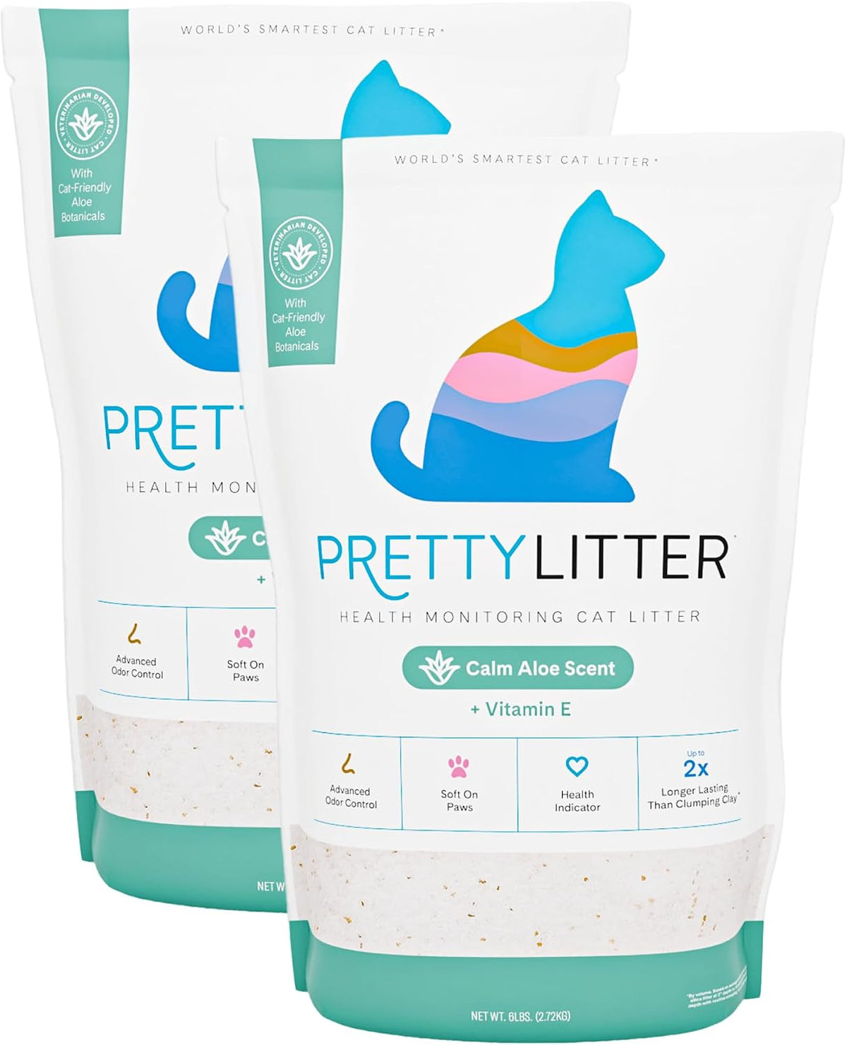 PrettyLitter Health Monitoring Cat Litter - Calm Aloe / 6 LB (Pack of 2)