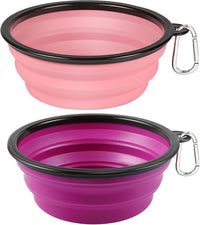 Kytely Large Collapsible Dog Bowls 2 Pack - Purple & Pink