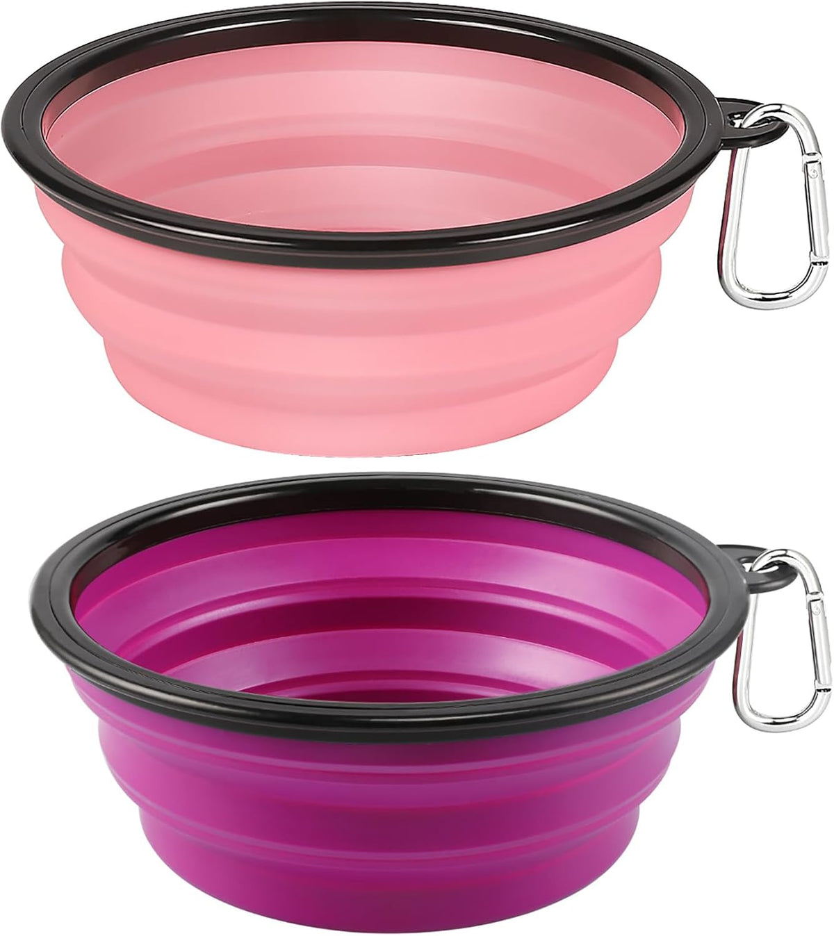 Kytely Large Collapsible Dog Bowls 2 Pack - Purple & Pink