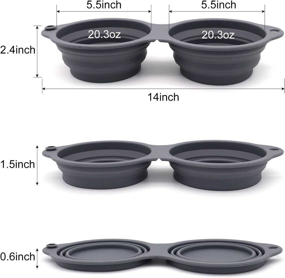 SLSON Collapsible Dog Bowls - Dark Grey - image 3