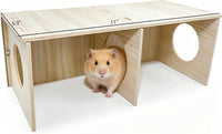 Wooden Hamsters 2-Chamber Hideout-Tunnel Multi Chamber Exploring Toy - L