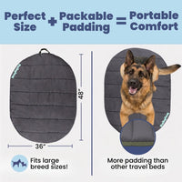 Travel Dog Bed, Foldable & Packable with Carry Bag, Black - Midnight Forest / Large - image 2