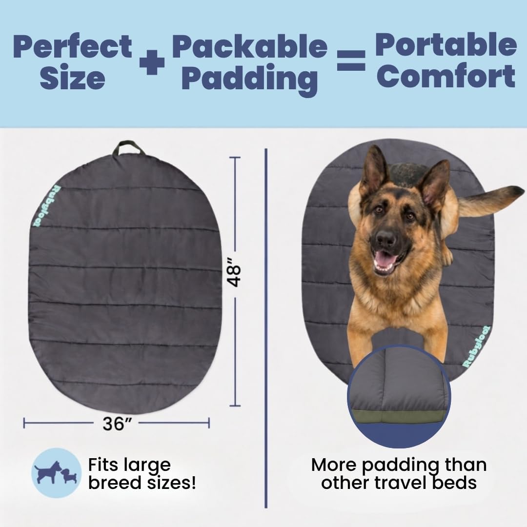 Travel Dog Bed, Foldable & Packable with Carry Bag, Black - Midnight Forest / Large - image 2