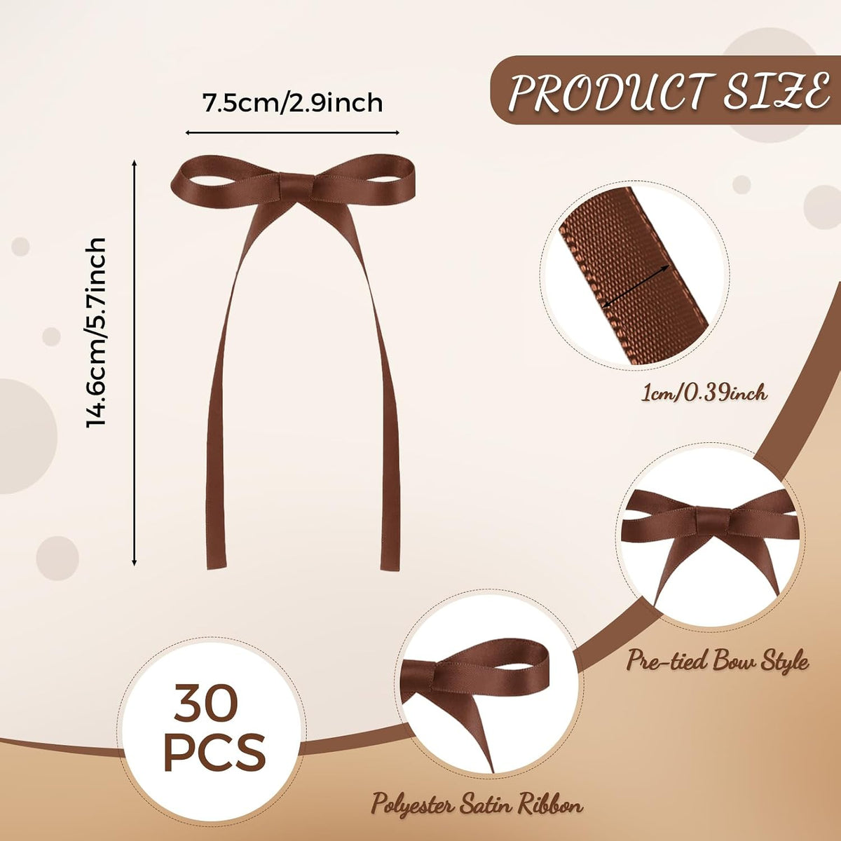 30 Pack Bow Cake Toppers Black Ribbon Bows for Cake Halloween Party - Brown - image 3