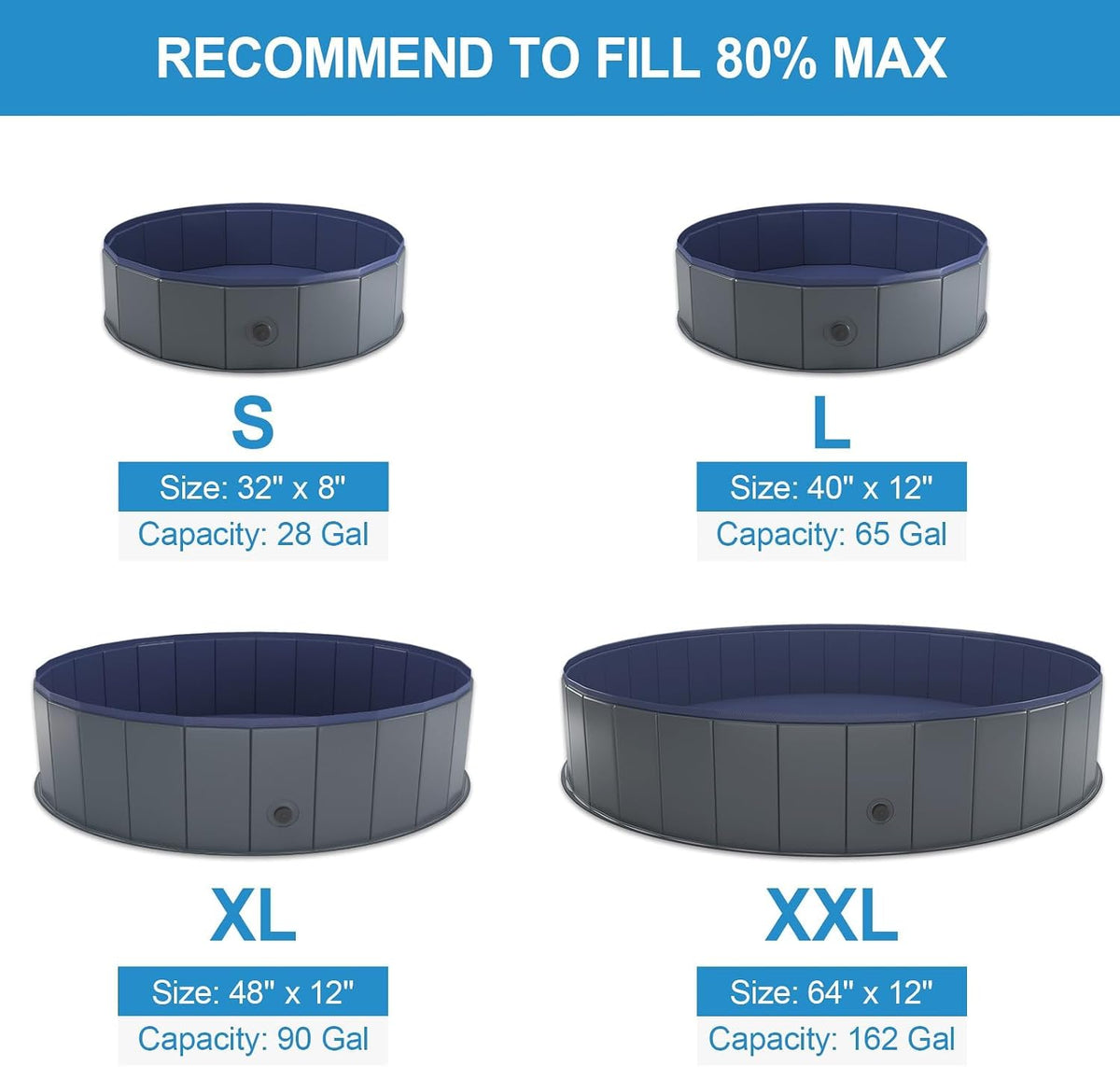 Niubya Foldable Dog Pool, Collapsible Plastic Dog Swimming Pool - L - 40'' x 12'' - image 2