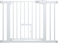 COMOMY Auto Close Pet Gate with Cat Door - White / 30"Tall 40.5"Wide