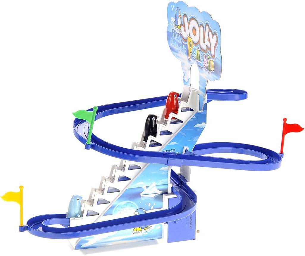 PowerTRC 13 inch penguin slide toy with stair climbing track, music and lights - view 2