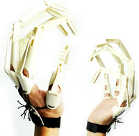 Thafikzi black articulated skull finger gloves, left and right hand pair