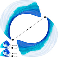Jenaai silk veil poi set of 4 with black balls and adjustable chains in bright colors - view 2