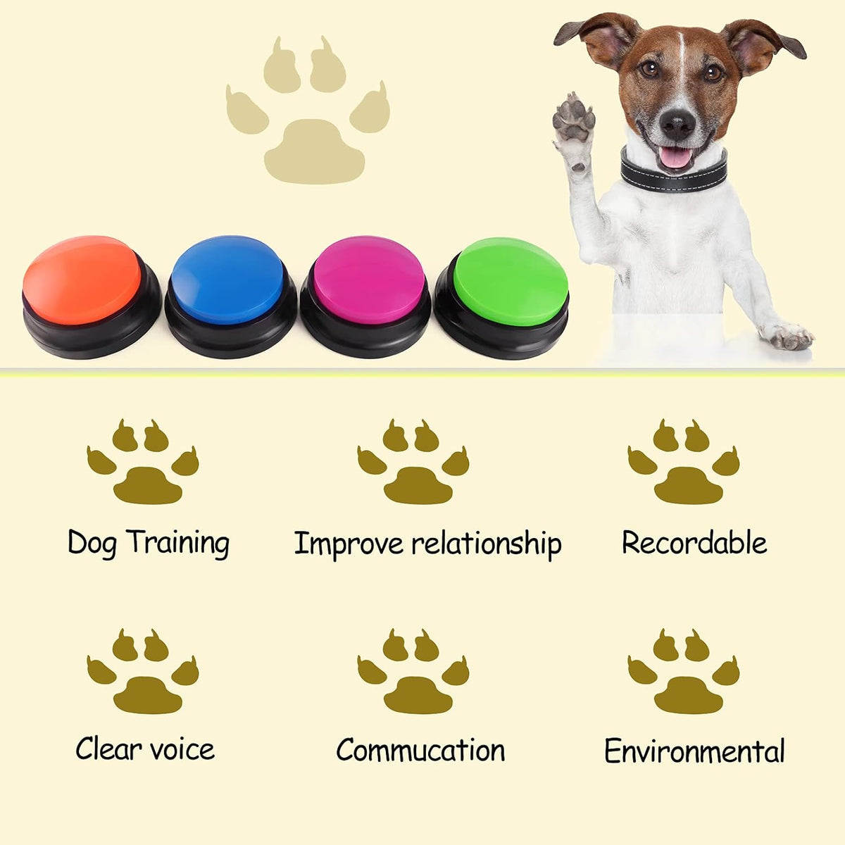 Voice Recording Button, Dog Buttons for Communication Pet Training Buzzer, 30 Second Record - image 4