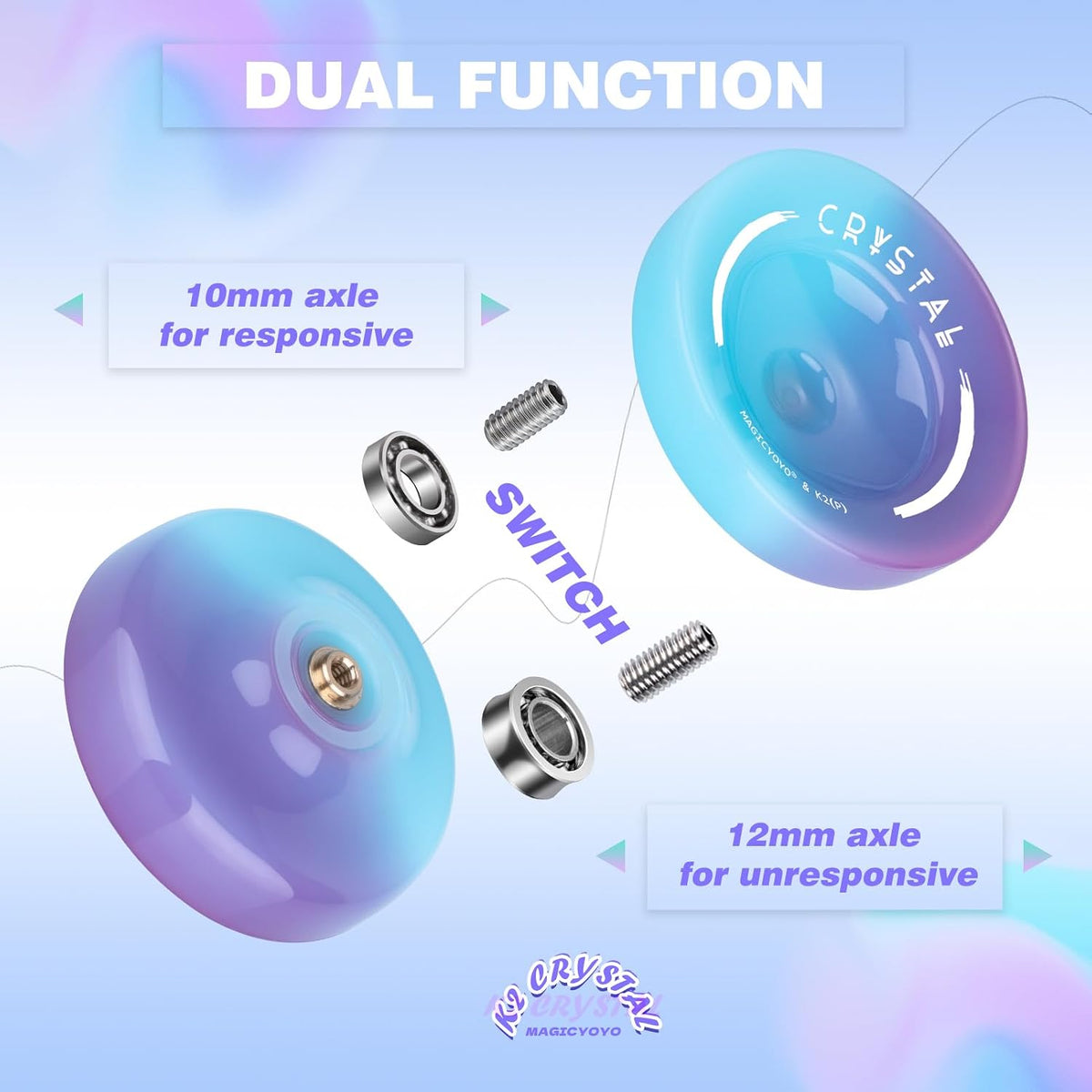 K2 Crystal Responsive Yoyo for Kids，Professional Yo-yo for Beginners – Fun for Kids & Family - Blue Purple - image 4