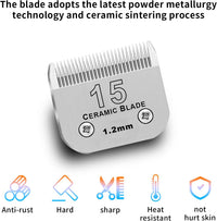 10# Dog Grooming Ceramic Blades, Compatible with Andis, Oster A5 - 3pc 15:3/64''(1.2mm) / Silver - image 2