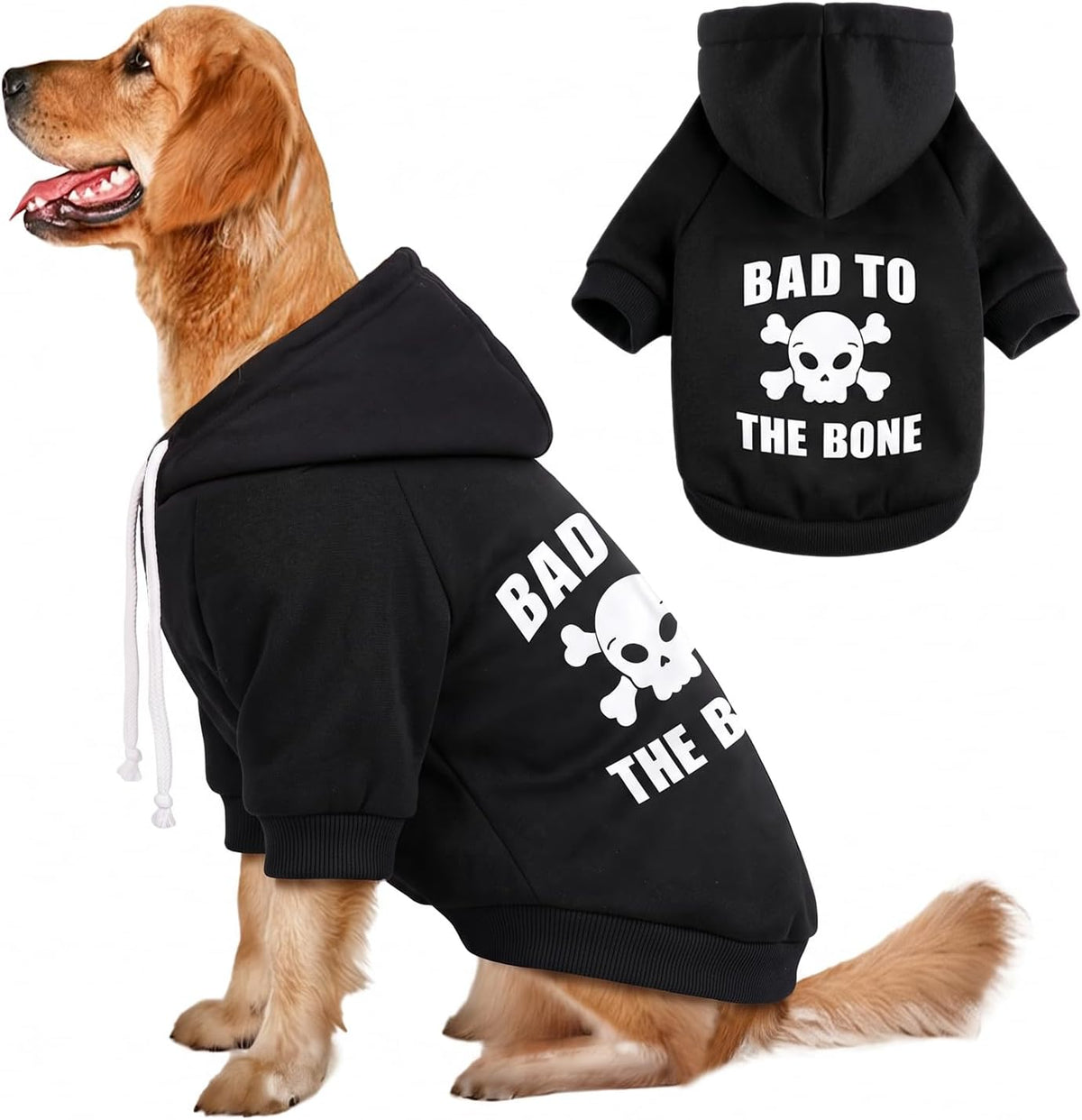 Dog Basic Hoodie Soft Dog Clothes Cold Weather Sweaters for Medium - Skull / XXL (Back: 30.71",Chest:37", 55-80lbs)