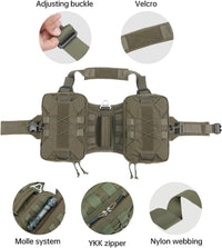 EXCELLENT ELITE SPANKER Nylon Dog Backpack with 2 Side Pockets - Ranger Green / 11.0"L x 1.5"W x 7.0"H - image 2