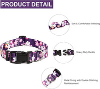 Mercano Adjustable Dog Collar - Special Design Patterns, Soft Nylon Comfortable Sturdy Pet Collar for Small Medium Large Dogs (S, Floral Pink)