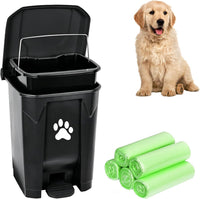 Dog Poop Trash Can Outside with Poop Scooper - Black-Green Bag / 20L