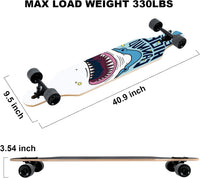 TLHB 41 inch drop through longboard skateboard with 9-ply maple deck and PU wheels - view 8