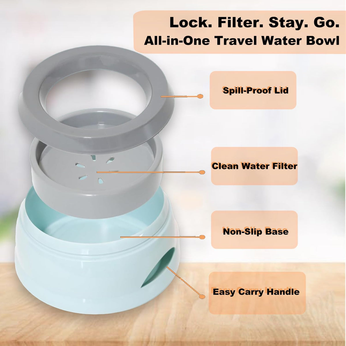Dog Water Bowl, No Spill Water Bowl for Dogs and Cats - Baby Blue - image 4