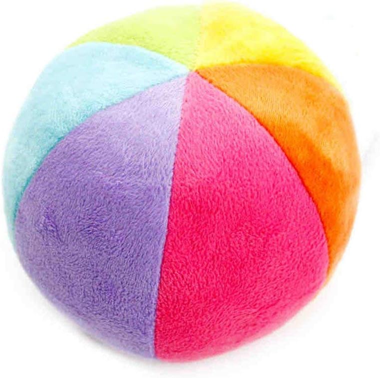 ZaH 5 inch rainbow baby rattle ball in soft polyester plush