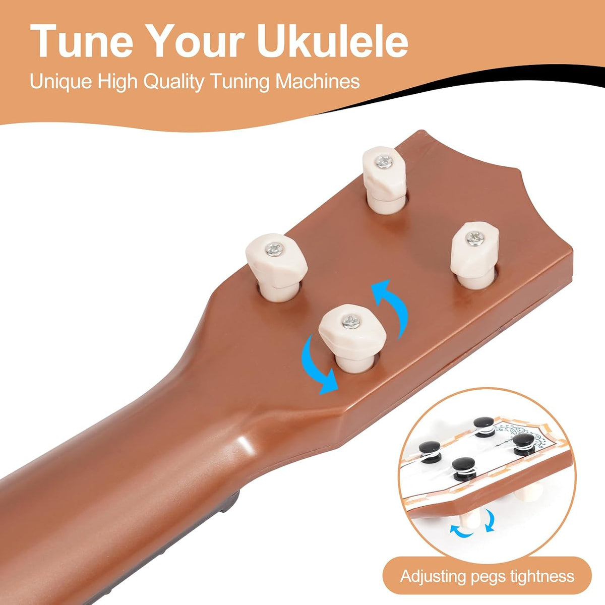 Raimy 17-inch kids ukulele with 4 strings and a guitar pick - view 4