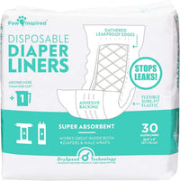 Paw Inspired Disposable Leakproof Dog Diaper Liners - 30 Count (Diaper Liners)