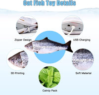 TOOGE 2 Pack 9" Floppy Fish Cat Toys with SilverVine and Catnip - Salmon + Rainbow Trout - image 2