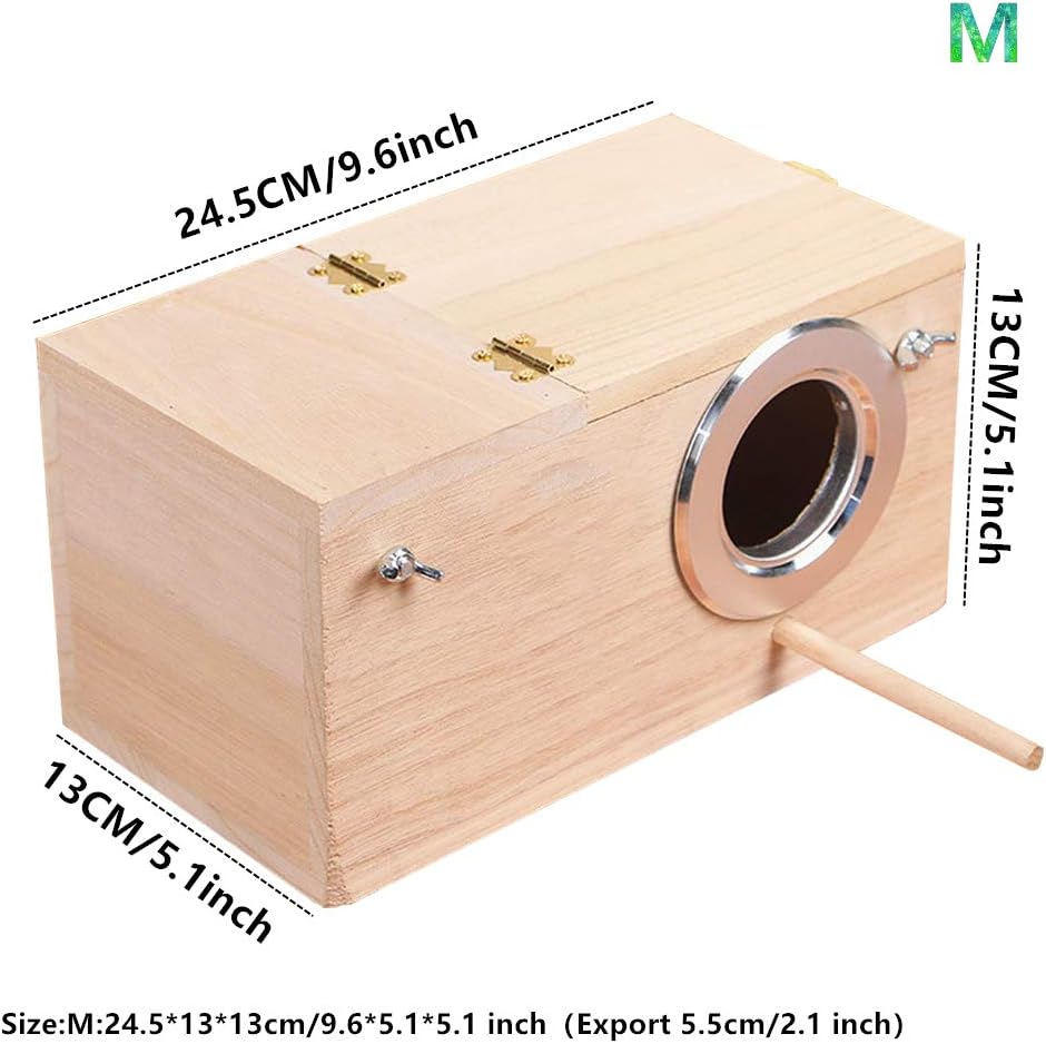 YJJKJ Wood Parakeet Nest Box with Natural Nesting Pads - Medium - image 3