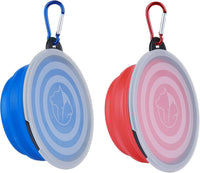 Collapsible Dog Bowl, with Lids - Small / Blue+Red