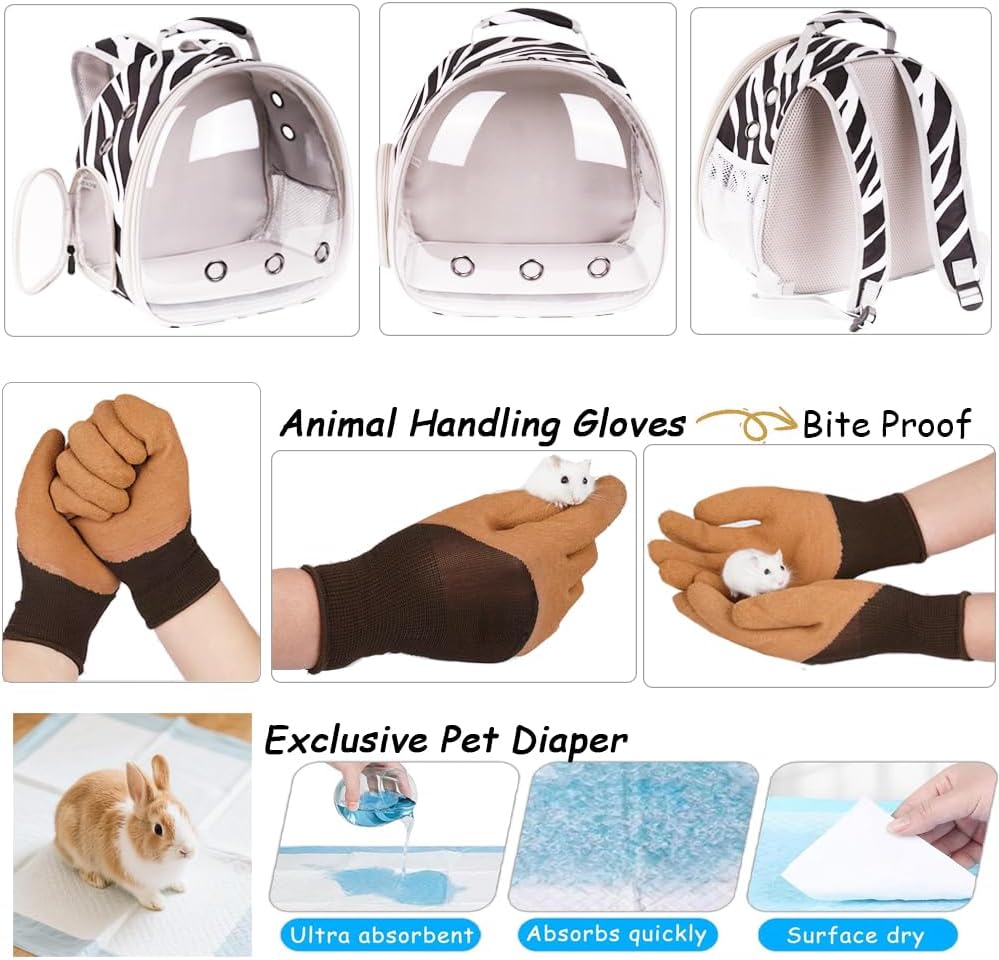 Portable Small Animal Backpack Travel Breathable Pet Carrier Bag - Zebra Print / Backpack - image 3